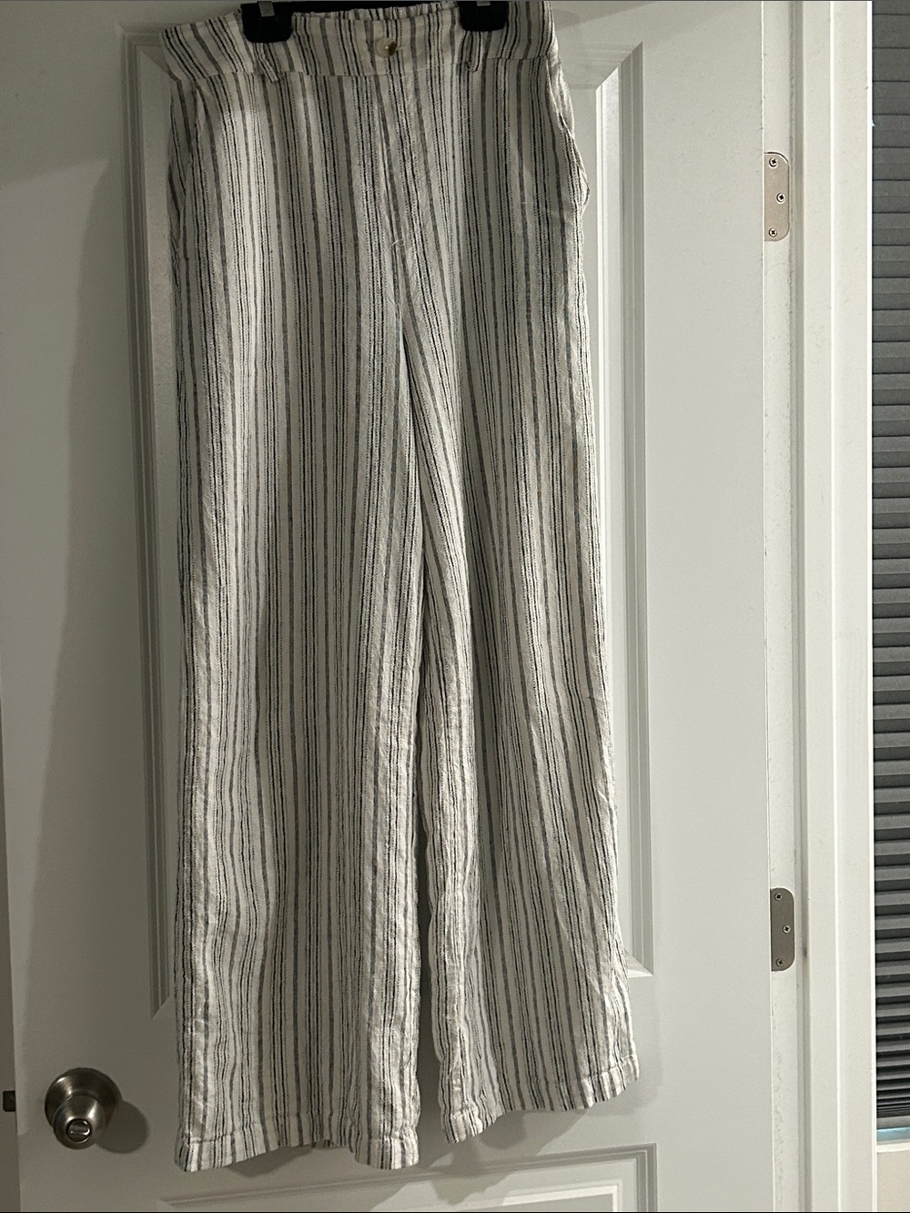Sincerely Jules White Wide-Leg Striped Linen Pants